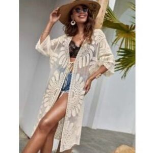 Sheer Mesh Tie Kimono